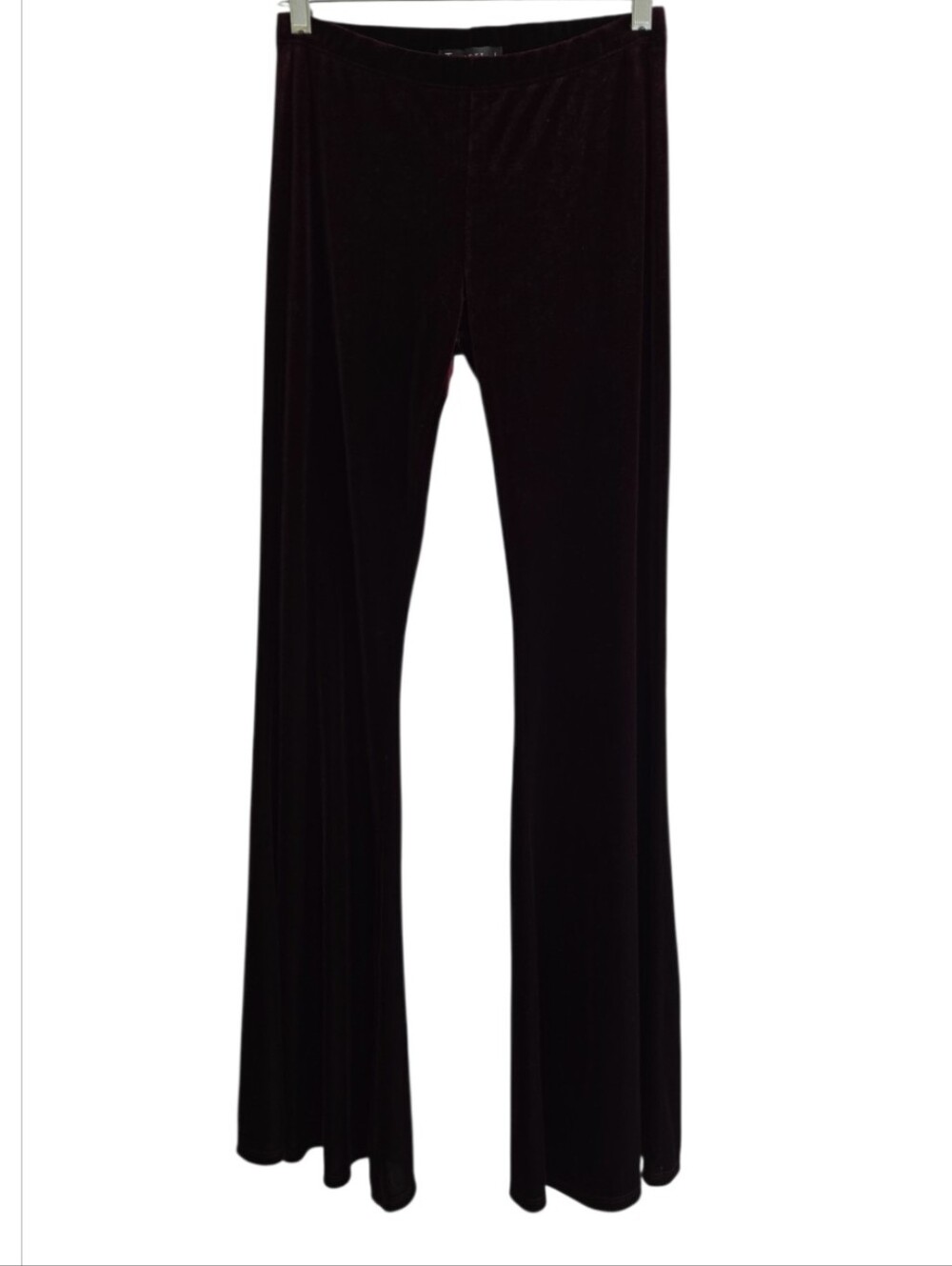 T-Party Y2K Velvet Flare Leg Pull-on Pants Elastic Waistband Large Burgandy Red